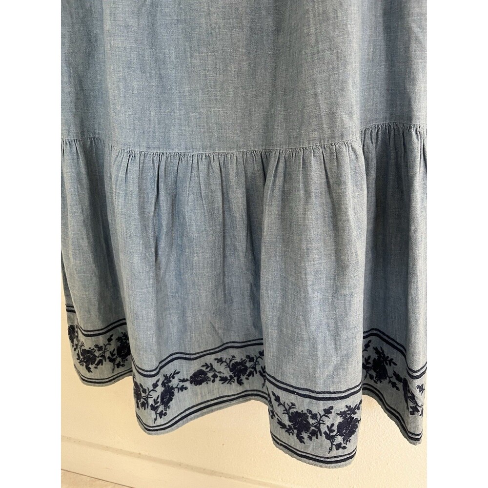 St John’s Bay 100% Cotton Embroidered Maxi Dress Large Blue Halter-Fringe Boho - Picture 4 of 10